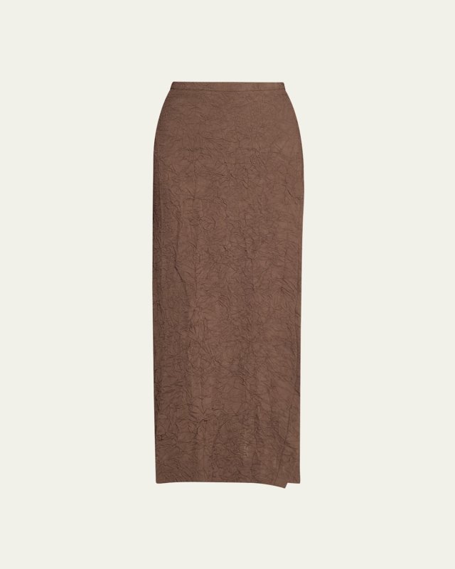 Crinkle Mid-Length Straight Skirt